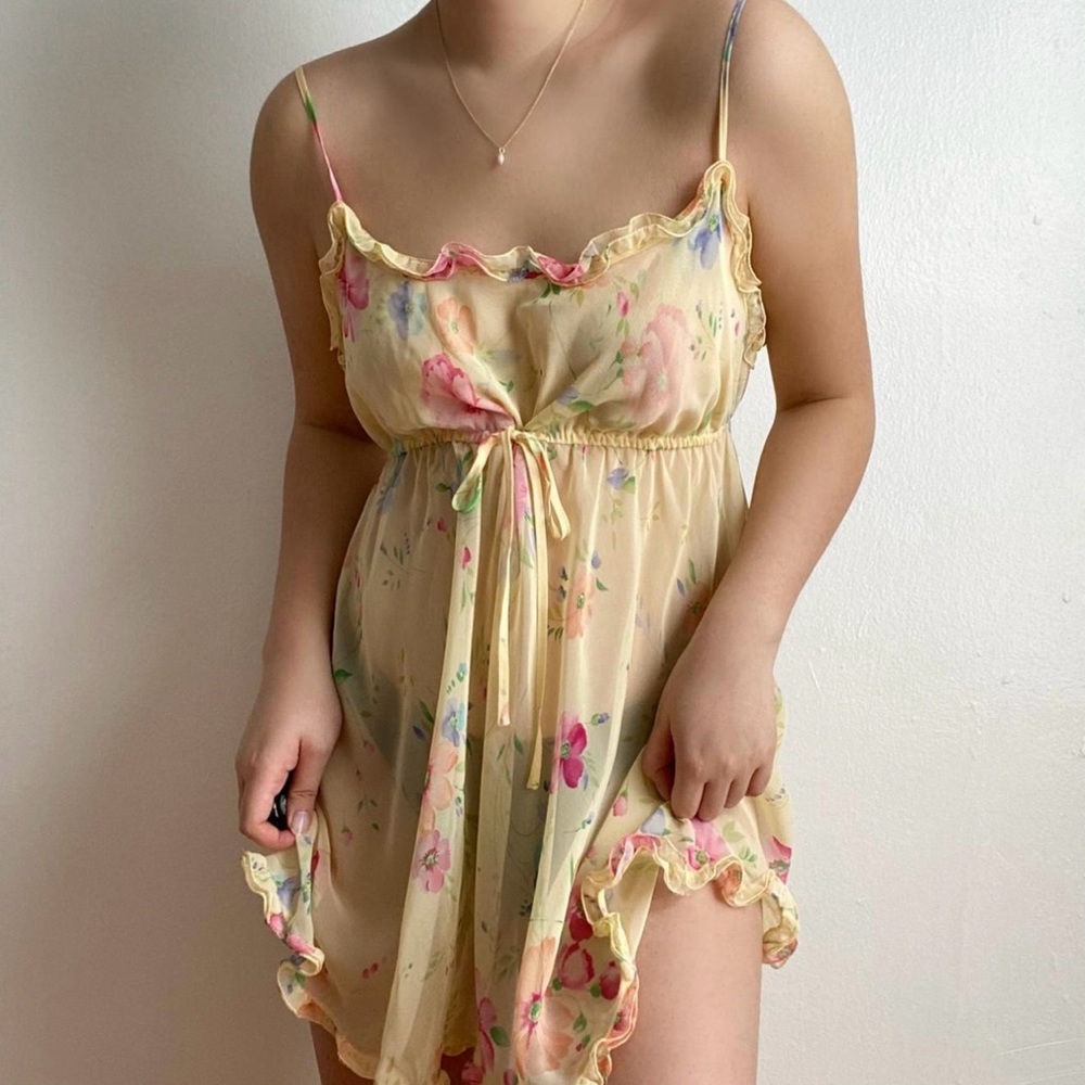 Vintage Victoria’s Secret Milkmaid Floral Babydoll Dress